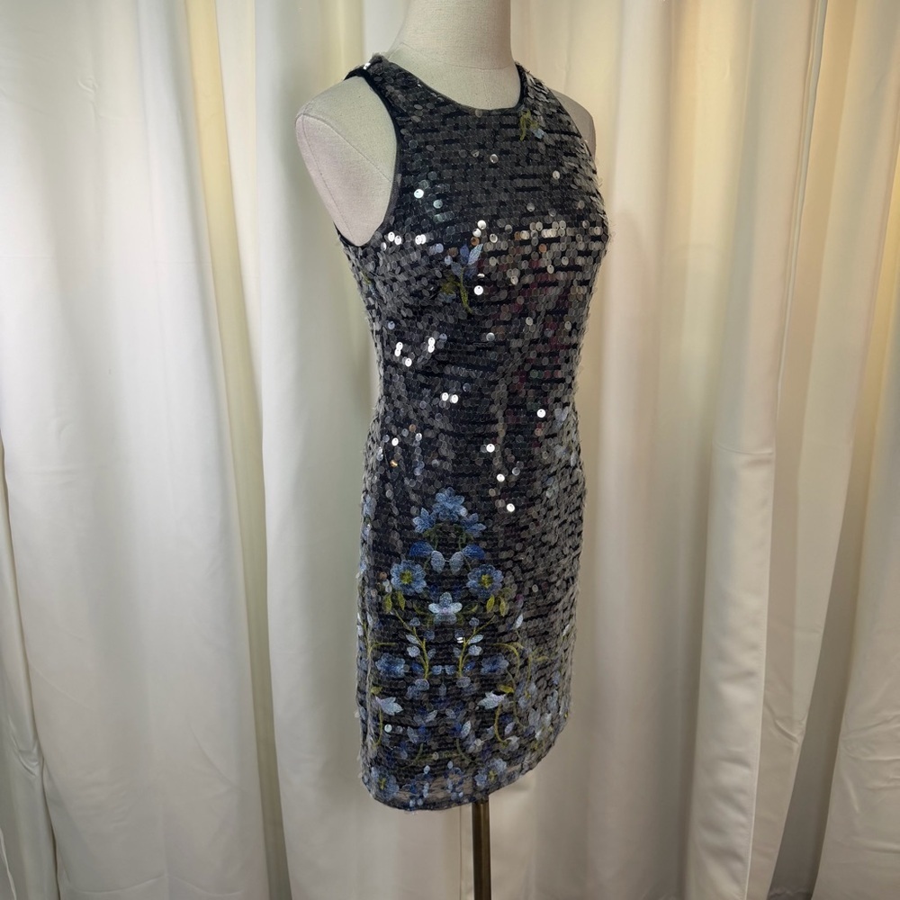 NWT Aidan by Aidan Mattox ‘Floral Embroidered Sequin Dress’ in “Dusty Blue” Sz 2 - Picture 16 of 16